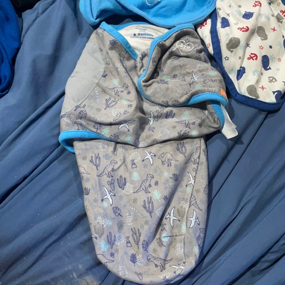 3 small/medium Velcro baby swaddles